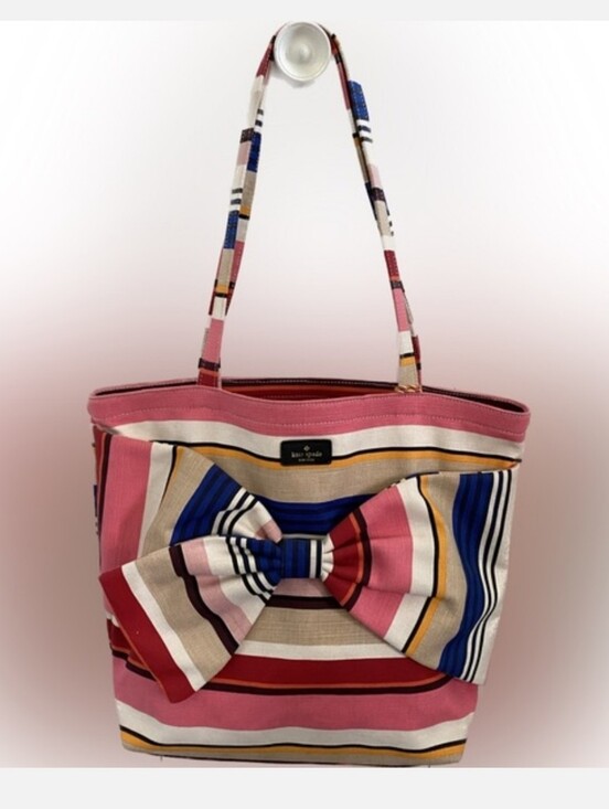 kate spade Handbags - kate spade NWT On Purpose Pink Multi-Stripe Tote with Bow Accent NWT